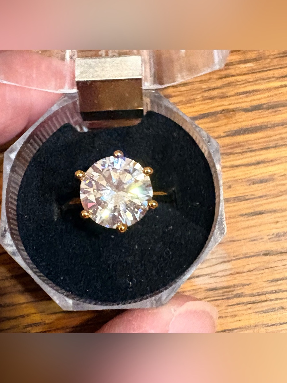 S925 5 Carats Moissanite 18K Gold Plated Golden Color in gift box. New W/O tags